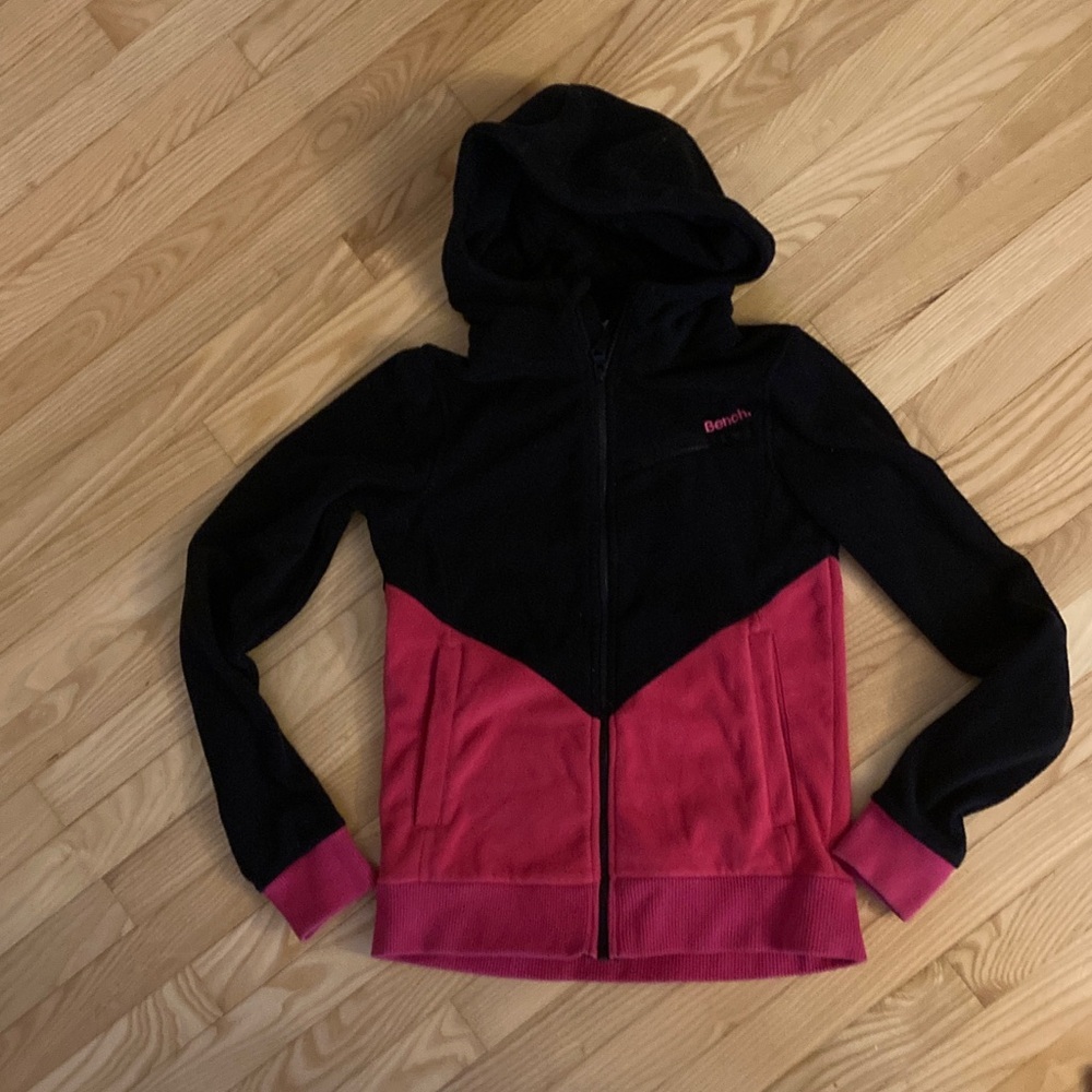 Bench Black and Pink Hoodie Zip Fleece Jacket